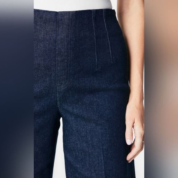 Spanx Zero Waistband Cropped Wide Leg Jeans Size Medium Stretch New - Picture 2 of 4